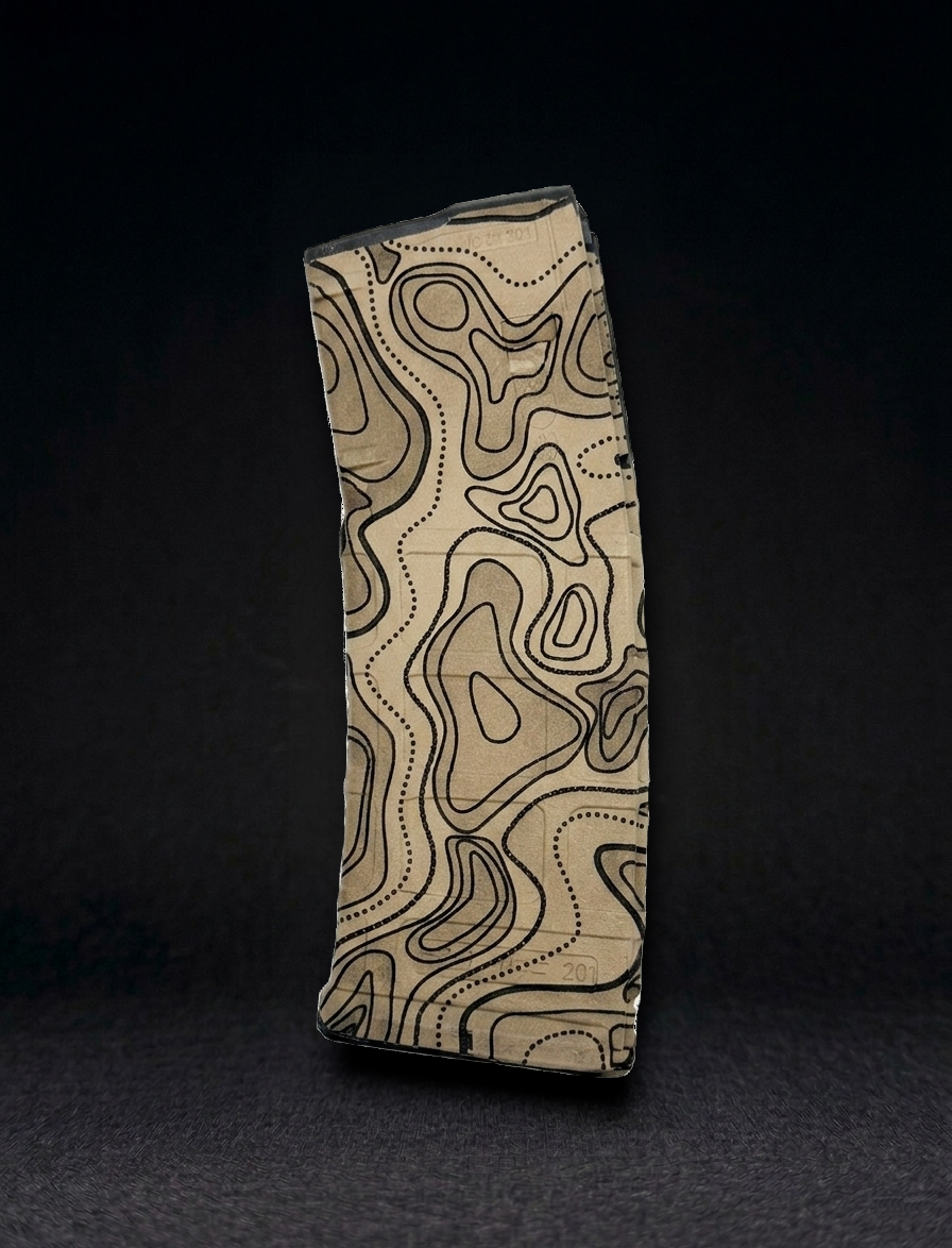 Tan Fill Topo Laser Engraved PMAG